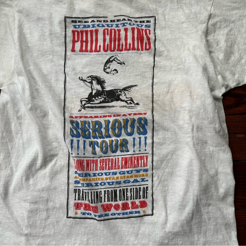 Vintage 1990 Phil Collin’s Serious Tour Fruit of the Loom TShirt Large - Picture 5 of 7